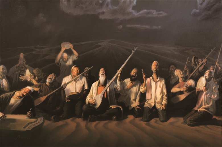作品2《动地长歌木卡姆1号》 布面油画 240×160  2012年.jpg