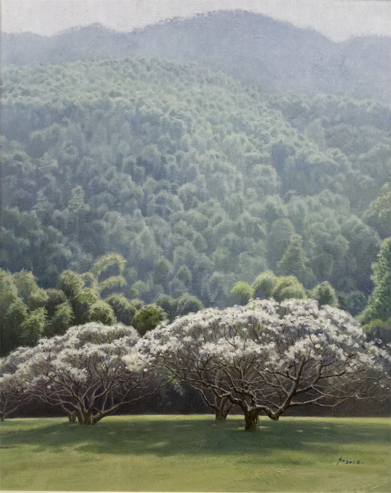 《鸡蛋花开的时节》 100x80 2015.JPG