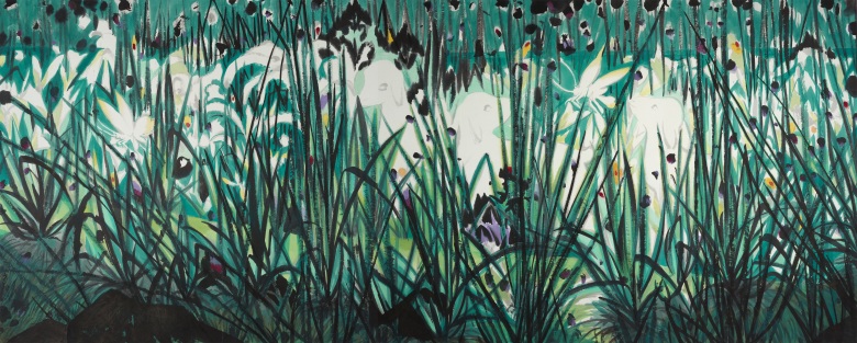 1760581201207800.jpg 《出生地》(草地羔羊)水墨纸本设色 145cmx365cm 2016年.jpg