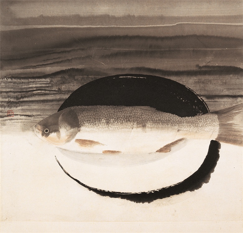 1760581349977940.jpg 《鱼》 水墨设色 50cmx55cm 水墨设色纸本 1989年 1990年.jpg
